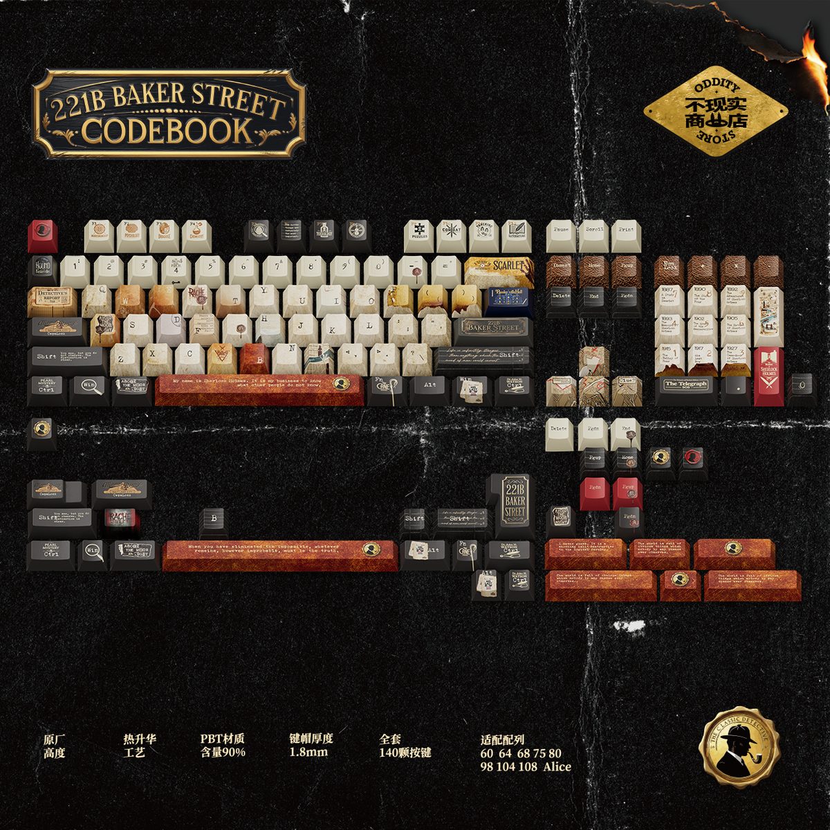 Sherlock 221B Codebook Keycap